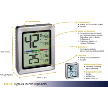 TFA EXACTO Termoigrometro digitale argento (30.5047.54)