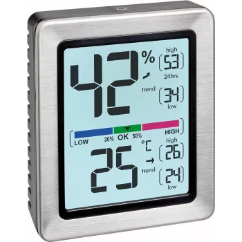 TFA EXACTO Termoigrometro digitale argento (30.5047.54)