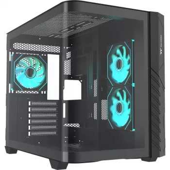 Thermaltake Vision 330 CR ARGB SE Edition case mid tower, nero, 3 pannelli in vetro temperato, 3 ventole CT140 ARGB