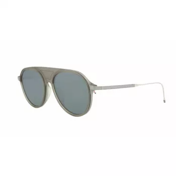 Thom Browne TB809BGRYSLV5 Occhiali da sole unisex - montatura grigia, lenti a specchio argentate, 55/18/145 mm