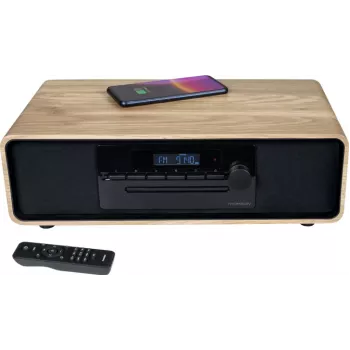 Thomson MIC300IBT micro impianto Hi-Fi 60W con Bluetooth, CD, radio FM, USB, ricarica wireless Qi - nero/legno TH388657