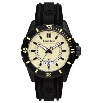 Orologio da uomo TIMBERLAND Medford 46 mm quadrante beige cinturino in silicone nero al quarzo 15578JSB-14P