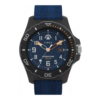 TIMEX orologio uomo Expedition North Field Post Solar TW2V40300 – 46 mm acciaio inox, quadrante verde, cinturino in pelle marrone, quarzo solare