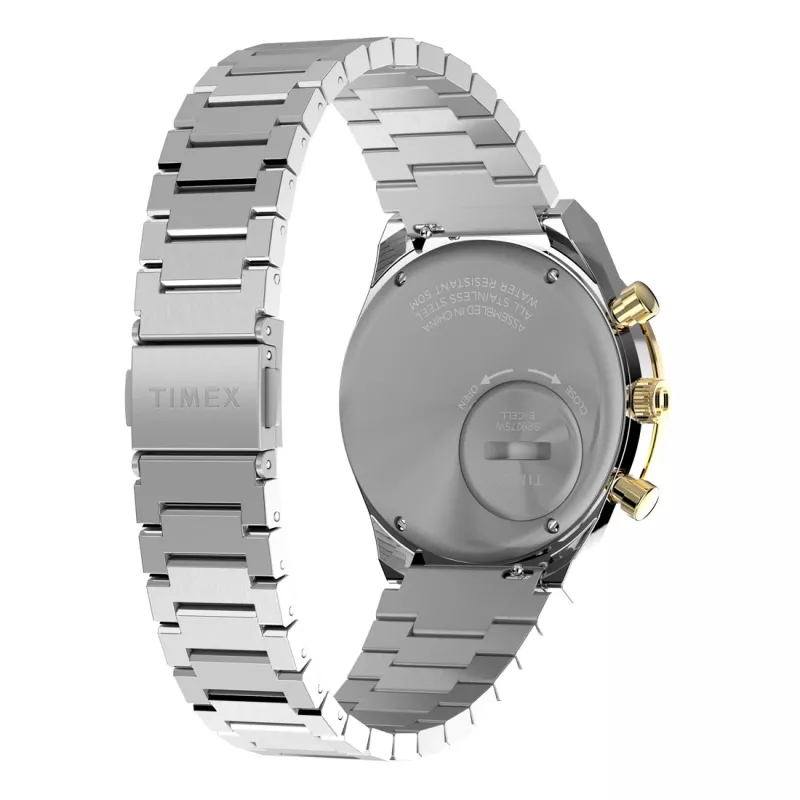 Timex Uomo TW2W64200 Orologio al quarzo con cinturino in pelle marrone e quadrante nero, 40mm