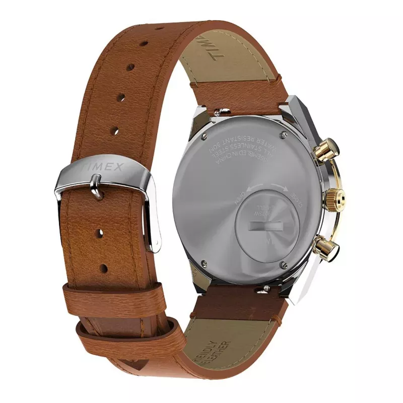 Timex TW2W64400 orologio da campo uomo 42mm quadrante nero cinturino in pelle marrone