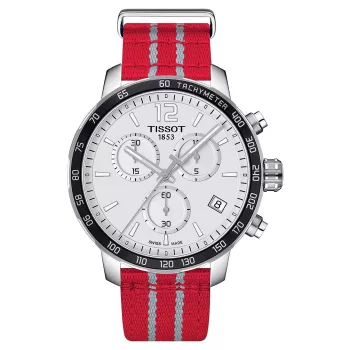 TISSOT T-Sport Chrono XL Classic Orologio uomo 42mm quadrante argento cinturino in tessuto blu cronografo al quarzo svizzero T09541717037