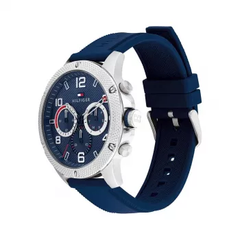 Tommy Hilfiger Orologio uomo 1792027 analogico al quarzo 44mm quadrante blu argento acciaio inox