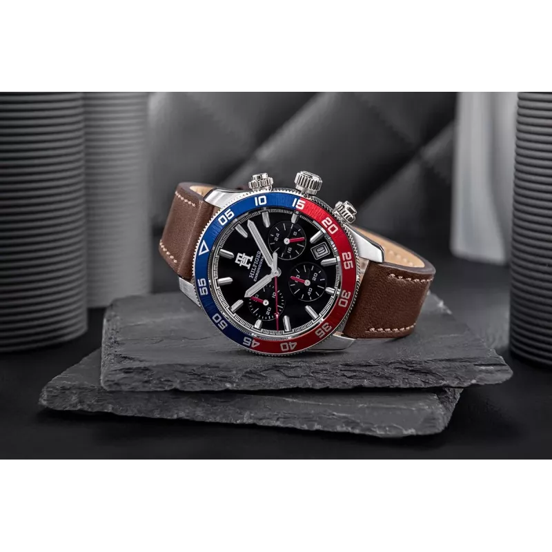 Tommy Hilfiger Orologio da uomo Damon al quarzo 1792166 40mm quadrante blu pelle marrone