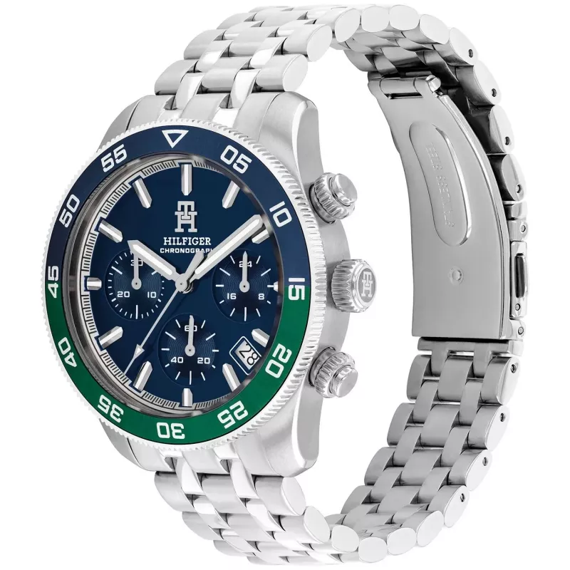 Tommy Hilfiger uomo Damon orologio al quarzo 1792185 41mm quadrante blu acciaio inox