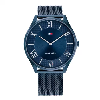 Tommy Hilfiger Uomo Decker Orologio al quarzo 1710514 43mm quadrante blu pelle marrone