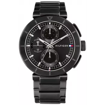 Tommy Hilfiger Orologio al quarzo uomo Decker 44mm acciaio inox quadrante blu cinturino in pelle marrone
