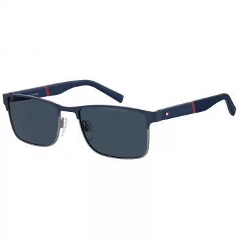 TOMMY HILFIGER TH-2040-S-KU0 Occhiali da sole uomo rettangolari Havana montatura in acetato lenti in policarbonato grigie UV400