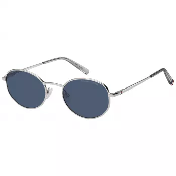 Tommy Hilfiger TH-2219-S-010 Occhiali da sole unisex - Montatura in acetato nero, lenti in policarbonato grigie, protezione UV400, 55/21/145 mm
