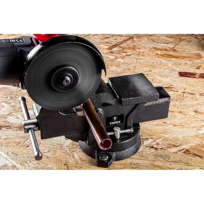 TOPEX morsa girevole da fabbro 125 mm con base girevole a 360° e incudine