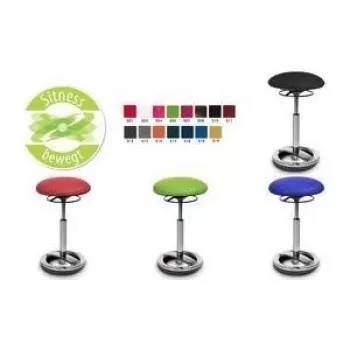 Topstar Sitness High Bob sgabello ergonomico, seduta in poliestere nero, regolazione in altezza continua 580-830 mm, base ad anello in alluminio lucido, portata 110 kg SU59 BR0