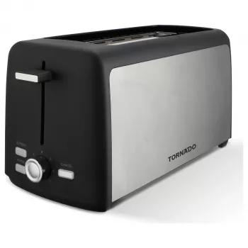 Tornado TTA-7402-GS Tostapane - 2 fette 1400W tostapane pop-up con 7 livelli di doratura, nero/argento