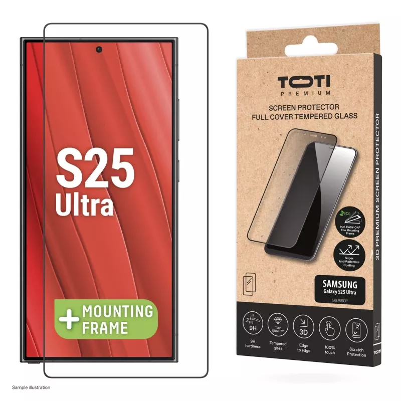 TOTI PREMIUM 3D vetro temperato protezione display, copertura totale per Samsung Galaxy S25 Ultra