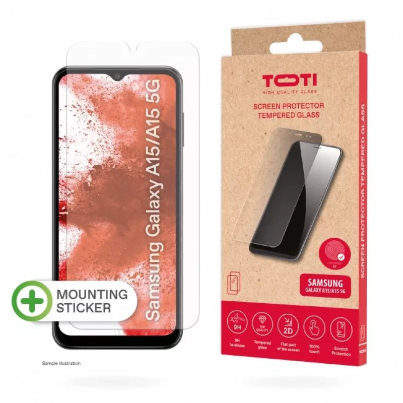 TOTI Tempered Glass 2D Screen Protector per Samsung Galaxy A15/A15 5G, trasparente
