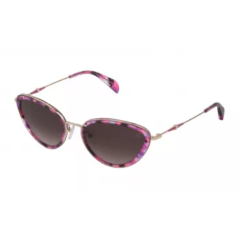 TOUS Occhiali da sole da donna STO387-550GED Havana marrone acetato rettangolari sfumati