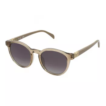 TOUS Occhiali da Sole Donna STOB89-5107AY Havana Acetato Montatura Angolare Lenti Sfumate Marroni 51mm