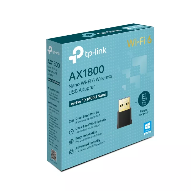 TP-LINK Archer TX1800U Nano Adattatore USB AX1800 Dual Band Wi-Fi 6, 1.8 Gbps