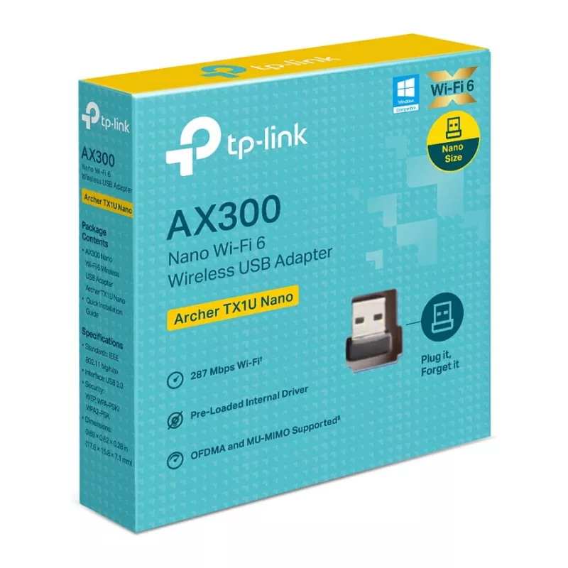 TP-Link Archer TX1U Nano AX300 adattatore USB Wi-Fi 6 con antenne interne, USB 2.0