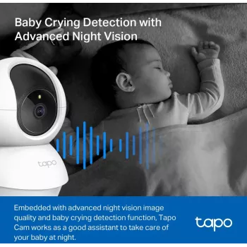 TP-Link Tapo C200C Telecamera di sorveglianza Wi-Fi orientabile - 1080p Full HD, campo orizzontale 360°, audio bidirezionale, visione notturna fino a 9m, MicroSD fino a 256GB, bianca