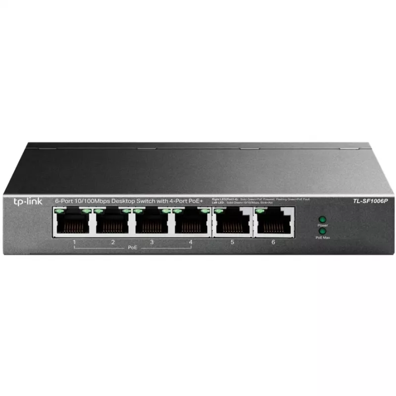 TP-LINK TL-SF1006P switch desktop 6 porte 10/100 Mbps con 4 porte PoE+ (67W)