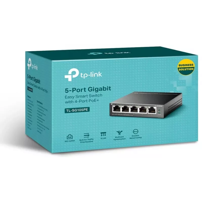 TP-Link TL-SG105PE switch Easy Smart Gigabit con 4 porte PoE+