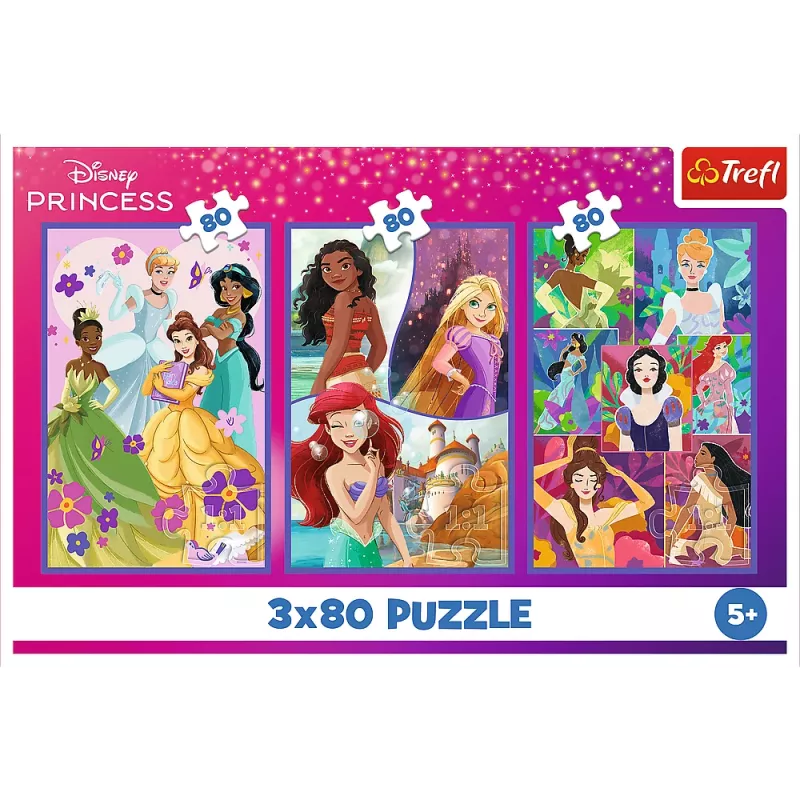 Puzzle - 3x80 - Princess friends - Disney Princess Trefl 34884