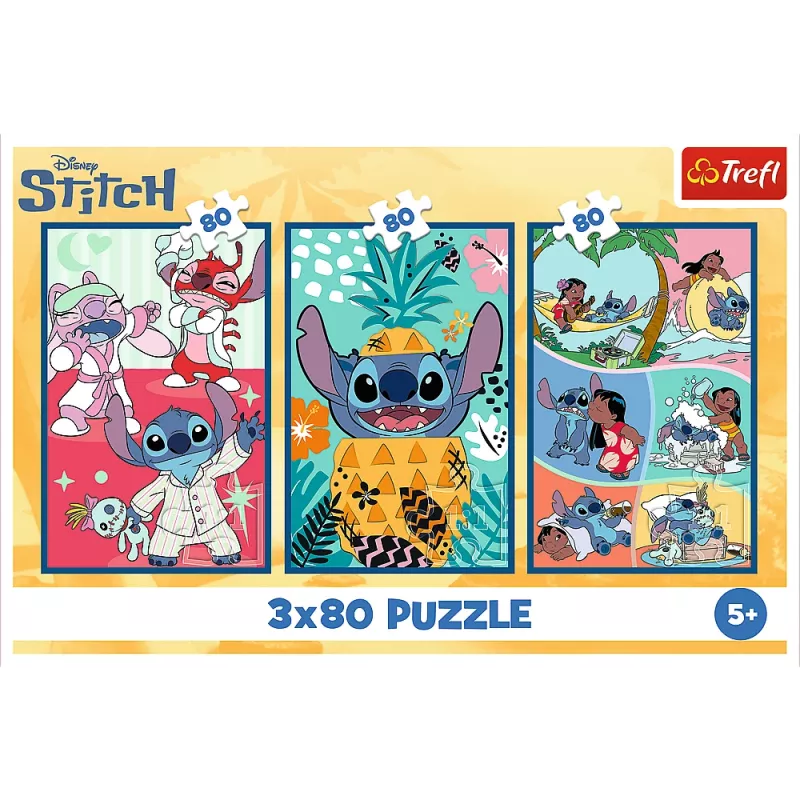 Puzzle - 3x80 - Stitch World Trefl 34885