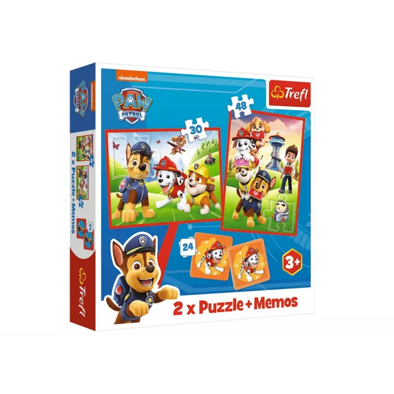 TREFL PUZZLE Puzzle + Memos 2 in 1 Paw Patrol Dog Team in Action