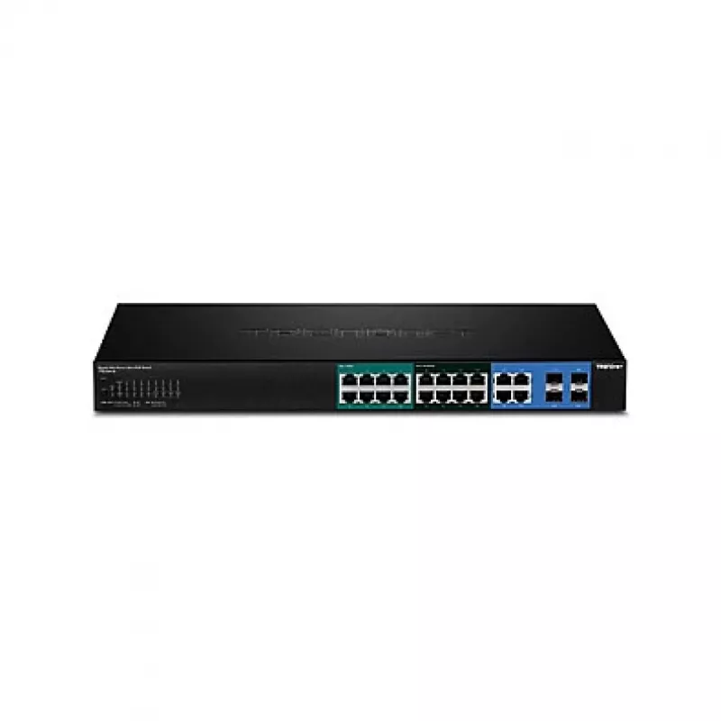 TRENDnet TPE-204US switch web smart UPoE Gigabit 20 porte, budget PoE 370W, 8 porte UPoE, montaggio rack 19