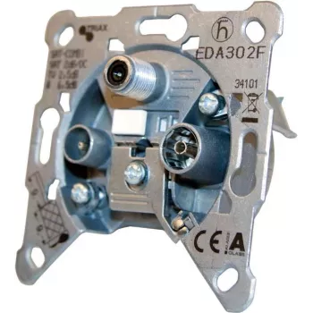 TRIAX EDA302F presa terminale antenna 3 vie, attenuazione 2 dB, TV/Radio/SAT, da incasso, metallo pressofuso 306121