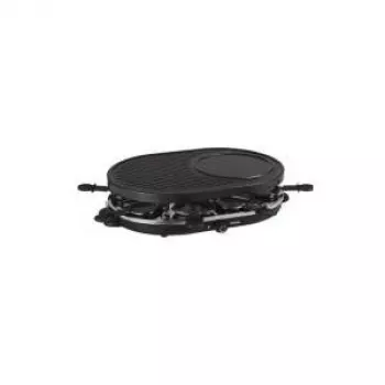 Tristar RA-2996 raclette grill per 8 persone, 1200 W, piastra grill girevole antiaderente, 8 padelline, nero/argento