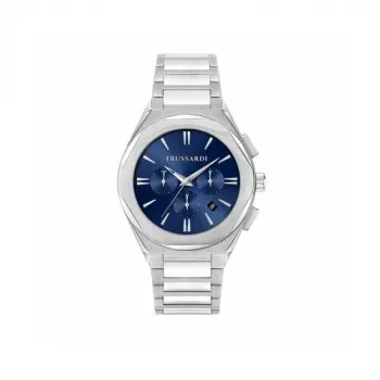 Trussardi orologio al quarzo uomo T-Light R2453156004 44mm quadrante blu cinturino milanese argento