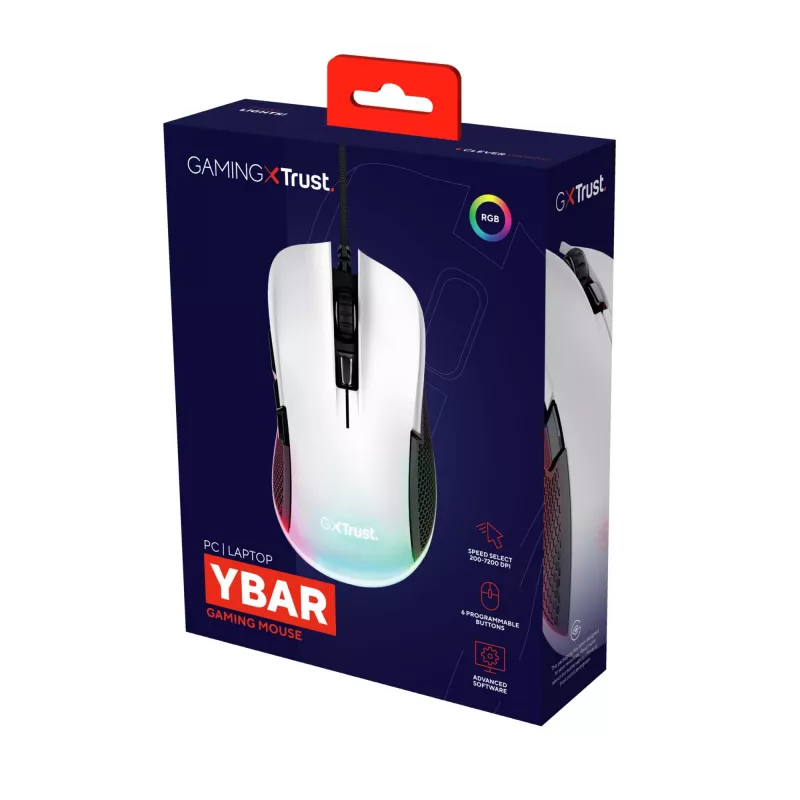 Trust GXT 922W Ybar Mouse ottico gaming USB, 6400 DPI, RGB, nero