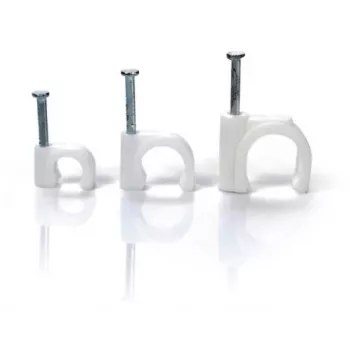 TRYTYT FLOP-O9 Clip per cavi rotonde con chiodo, 9 mm, bianco, 100 pezzi