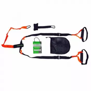 Tunturi 14TUSFU154 sospensione / sling trainer – cinghie regolabili per peso corporeo con ancoraggio per porta, nero/giallo