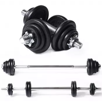 Tunturi set bilanciere/manubri 20 kg ghisa con barre spinlock