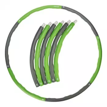 Tunturi Hula Hoop cerchio fitness pieghevole - 100 cm, 1,2 kg, grigio/verde