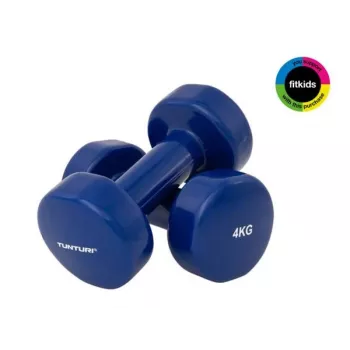 Tunturi Set manubri in vinile 2 x 4 kg, Blu, coppia con impugnatura sagomata