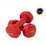Tunturi Manubri in vinile 3,0 kg x 2 rossi – Set manubri a peso fisso per l'allenamento a casa
