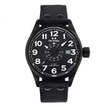 TW STEEL VS41-Volante Orologio uomo al quarzo 45mm quadrante nero cinturino in pelle