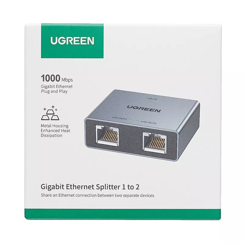 UGREEN NW301 Splitter Gigabit Ethernet 1-to-2, 1000 Mbps, RJ45