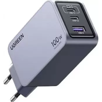 UGREEN 100W GaN Tech Nexode Pro Caricabatterie rapido, 1x USB-A e 2x USB-C, Space Grey (15203)