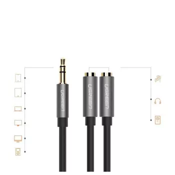 UGREEN Cavo splitter audio stereo Aux 3.5mm con treccia 20cm nero