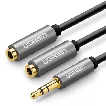 UGREEN Cavo splitter audio stereo Aux 3.5mm con treccia 20cm nero