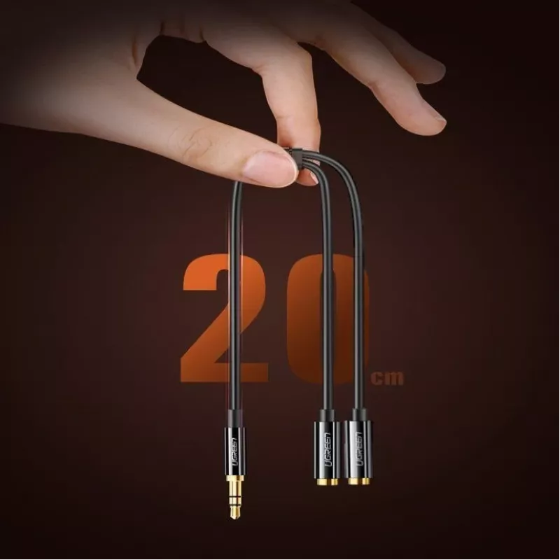 UGREEN cavo splitter per cuffie da 3,5mm AUX splitter a Y 25cm nero (20816)