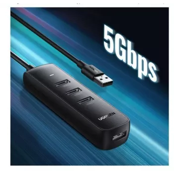 UGREEN hub USB 4-in-1 4x USB-A 3.0 PD DC 12V 0,25m nero (CM416 10915)